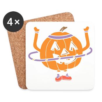Hula Hup Hopp Halloween Hullern Huller Kürbis - Untersetzer (4er-Set) - Weiß - Vorne