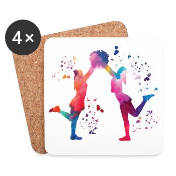 Cheerpom pom girls Mom Cheerleading - Dessous de verre (lot de 4) - blanc - Devant