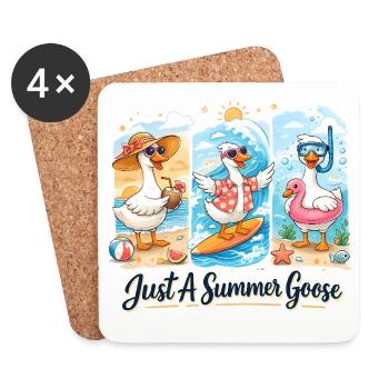 Summer Geese Trio Summer Vibe Vacation Beach - Coasters (set of 4) - white - Front