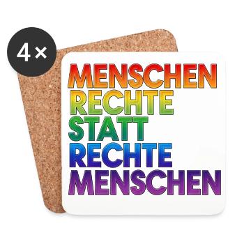 Regenbogen Statement Spruch Menschenrechte - Untersetzer (4er-Set) - Weiß - Vorne