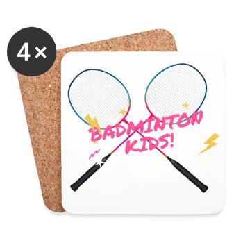 Badminton Kids Neon Racket - Coasters (set of 4) - white - Front