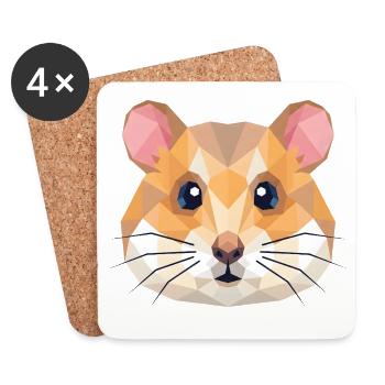 Cute Geometric Hamster Low Poly Art - Coasters (set of 4) - white - Front