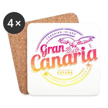 Gran Canaria Kanarische Inseln in Spanien Souvenir - Untersetzer (4er-Set) - Weiß - Vorne