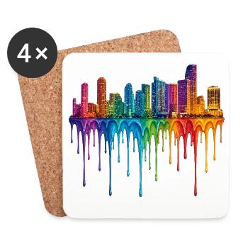 Miami Florida Dripping Art - Coasters (set of 4) - white - Front