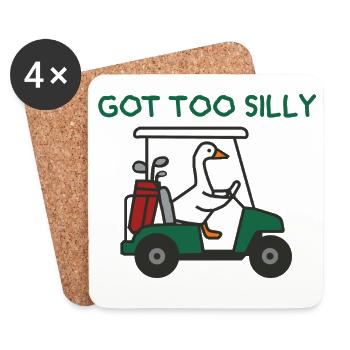 Goose in golf cart - Coasters (set of 4) - white - Front