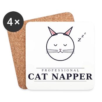 Somnieuse professionnelle de chats - Dessous de verre (lot de 4) - blanc - Devant