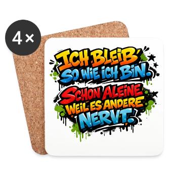 Lustiger Spruch Arbeit Büro Job Graffiti - Untersetzer (4er-Set) - Weiß - Vorne