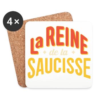 Reine de la Saucisse Retro - Dessous de verre (lot de 4) - blanc - Devant
