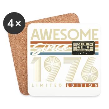 Cadeau vintage 50e anniversaire vintage rétro pour 50 ans vintage 1976 - Dessous de verre (lot de 4) - blanc - Devant