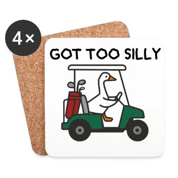 Gans im Golfwagen – Humorvolles Sportdesign - Untersetzer (4er-Set) - Weiß - Vorne
