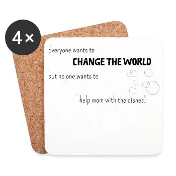 Improving the world starts with mom - Coasters (set of 4) - white - Front