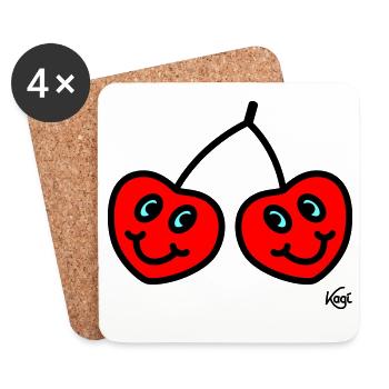 Zwillinge Kirschen groß - Untersetzer (4er-Set) - Weiß - Vorne