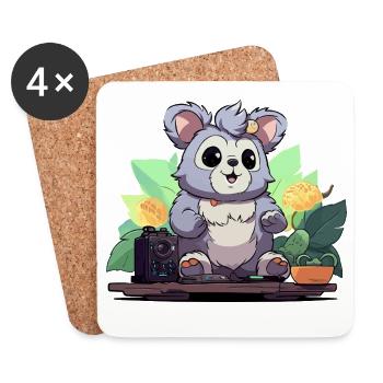 Kuschelpanda DJ im Dschungel - Untersetzer (4er-Set) - Weiß - Vorne