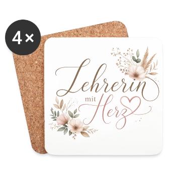 Lehrerin mit Herz!  - Untersetzer (4er-Set) - Weiß - Vorne