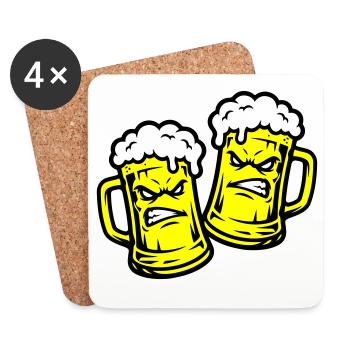 Bier Comic Bierglas - Untersetzer (4er-Set) - Weiß - Vorne