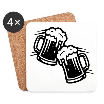 Bierkrug Comic Bier - Untersetzer (4er-Set) - Weiß - Vorne