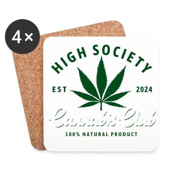 High Society Cannabis Club Logo - Untersetzer (4er-Set) - Weiß - Vorne