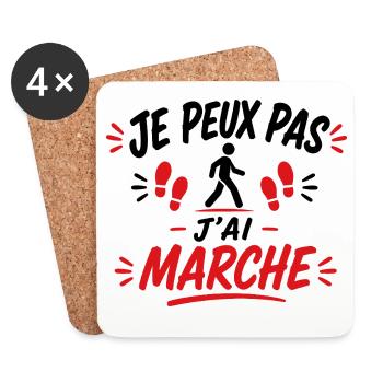 Marche Empreintes Rouge - Dessous de verre (lot de 4) - blanc - Devant