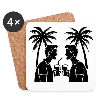 Silhouette de plage de vacances - Dessous de verre (lot de 4) - blanc - Devant