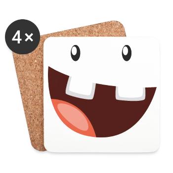 Lustiges Monster mit breitem Grinsen - Untersetzer (4er-Set) - Weiß - Vorne