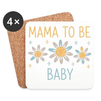 Geschlechterenthüllung: Mama wird Babyparty-Baby - Untersetzer (4er-Set) - Weiß - Vorne