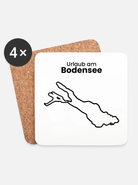 Urlaub am Bodensee T-Shirt Sommer Geschenk - Untersetzer (4er-Set) - Weiß