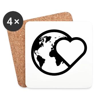I Love This Planet With All My Heart - Coasters (set of 4) - white - Front