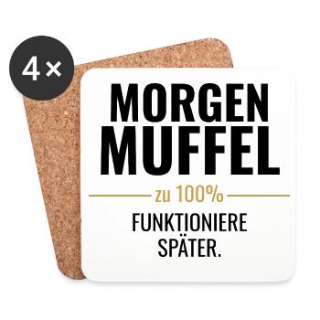 Morgenmuffel zu 100% Funktioniere später - Untersetzer (4er-Set) - Weiß - Vorne