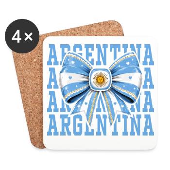 Nœud Drapeau Argentine | Style Coquette Argentin - Dessous de verre (lot de 4) - blanc - Devant