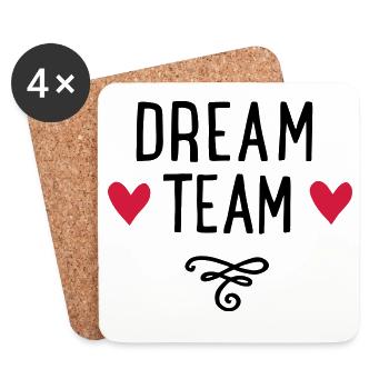 Dream Team avec cadeau de cœur - Dessous de verre (lot de 4) - blanc - Devant