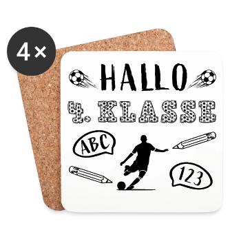 Hallo 4. Klasse! Fußball Zeugnis Drittklässler - Untersetzer (4er-Set) - Weiß - Vorne