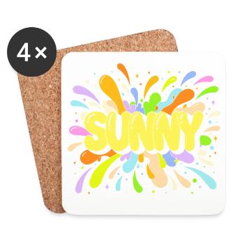 Sunny Burst Multicolor - Coasters (set of 4) - white - Front
