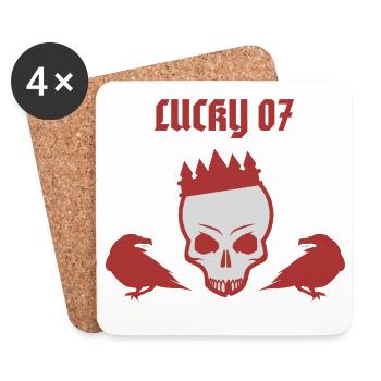 Lucky 07 Road Legend – Vintage Outlaw Design - Dessous de verre (lot de 4) - blanc - Devant