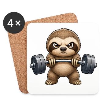 Motif de fitness du bodybuilder haltérophile paresseux - Dessous de verre (lot de 4) - blanc - Devant