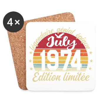 Geburtstag Juli 1974 Vintage-Geschenk - Untersetzer (4er-Set) - Weiß - Vorne