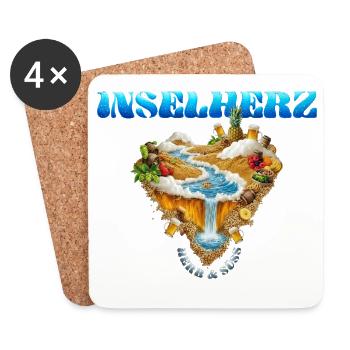 Inselherz Herb und Süß Inselparadies im Herzformat - Untersetzer (4er-Set) - Weiß - Vorne