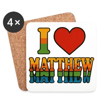 Ich liebe Matthew Rainbow Retro - Untersetzer (4er-Set) - Weiß - Vorne