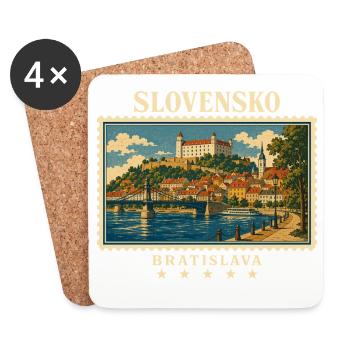 Slowakei Bratislava Vintage Reisemarke - Untersetzer (4er-Set) - Weiß - Vorne