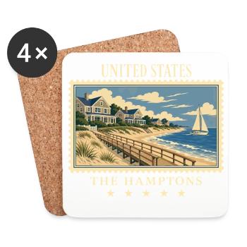 USA The Hamptons Vintage Travel Brand - Coasters (set of 4) - white - Front