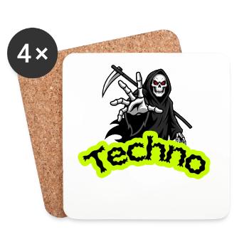 Neon Grim Techno Skull - Coasters (set of 4) - white - Front