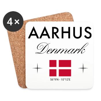 Aarhus Denmark Coordinates Travel Souvenir - Coasters (set of 4) - white - Front