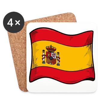 Style de dessin animé du drapeau espagnol - Dessous de verre (lot de 4) - blanc - Devant