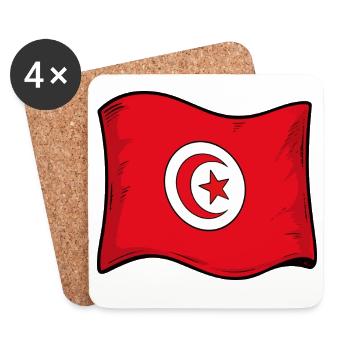 Tunisische Flagge  - Untersetzer (4er-Set) - Weiß - Vorne