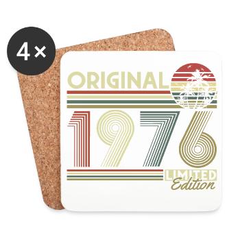 Anniversaire original vintage rétro vintage de 1976 - Dessous de verre (lot de 4) - blanc - Devant