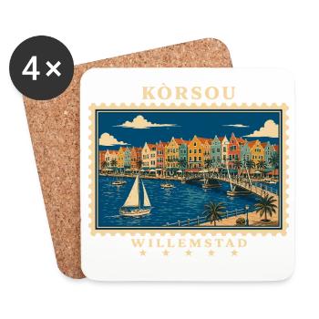 Curaçao Willemstad Vintage Reisemarke - Untersetzer (4er-Set) - Weiß - Vorne