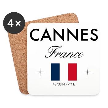 Cannes France coordonne un souvenir de voyage - Dessous de verre (lot de 4) - blanc - Devant