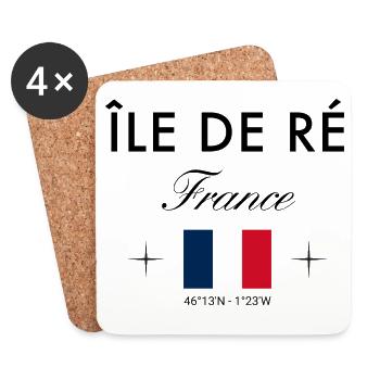 Ile de Re Frankreich Koordinaten Reise Souvenir - Untersetzer (4er-Set) - Weiß - Vorne