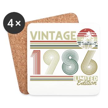 Vintage 1986 Vintage Cadeau d’anniversaire Rétro - Dessous de verre (lot de 4) - blanc - Devant