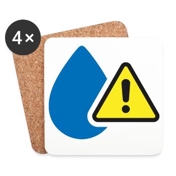 Avertissement de fuite d’eau Symbole d’humidité icône solide - Dessous de verre (lot de 4) - blanc - Devant