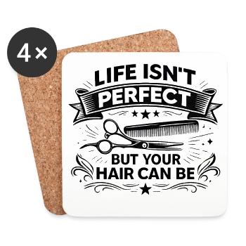 Cadeau drôle de coiffeuse pour une coiffeuse - Dessous de verre (lot de 4) - blanc - Devant